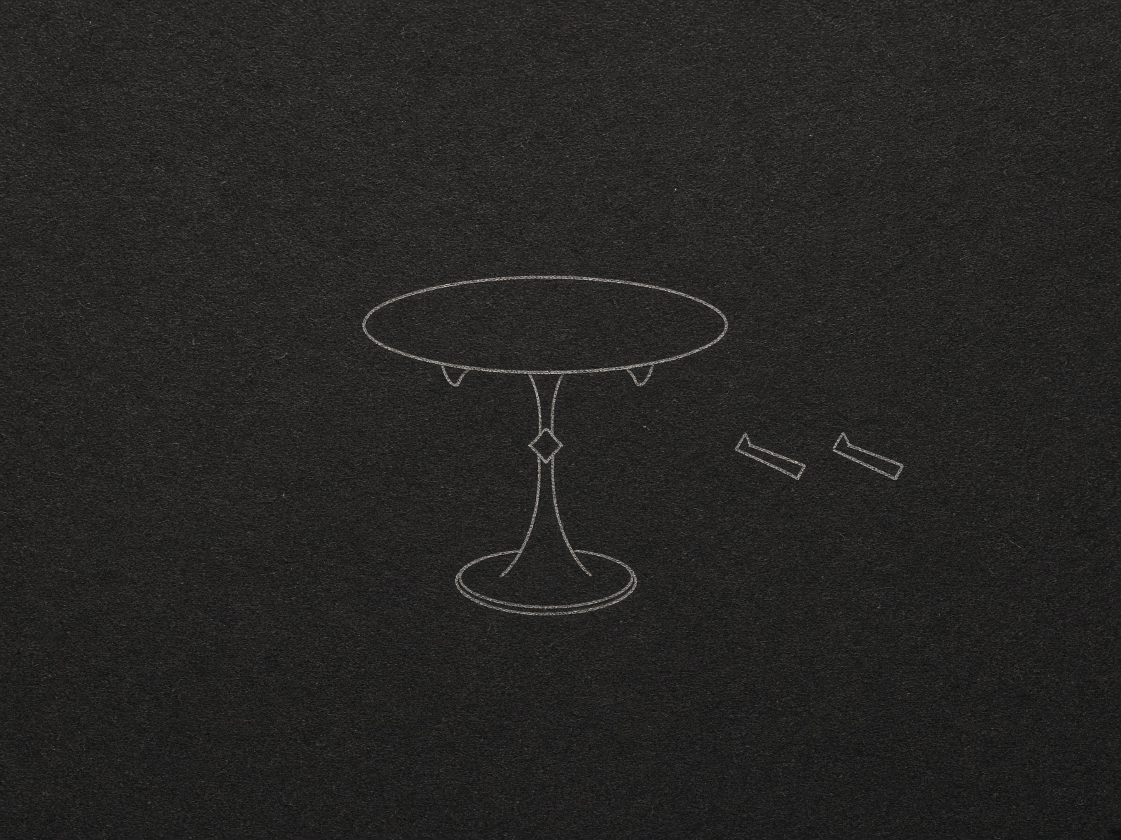 Cover study for Free File, a single table-plate on dark paper